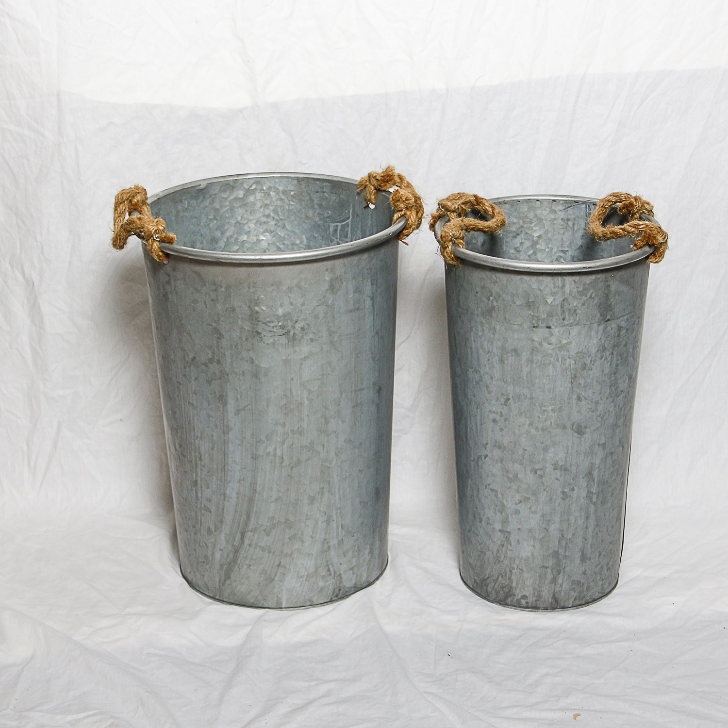 Galvanized Metal Buckets with Rope Handles EBTH